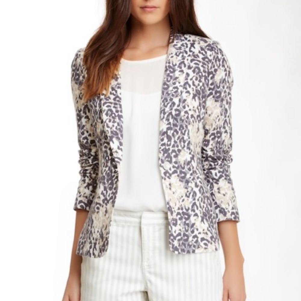 Joie Animal Print Linen Blazer